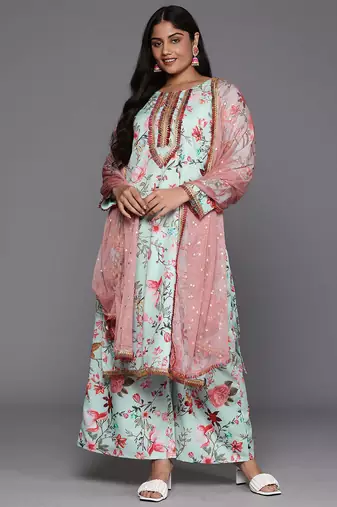 Multi printed poly crepe kurta sets