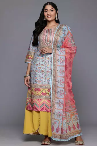 Multi printed poly crepe kurta sets