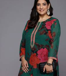 Green printed georgette long kurtis