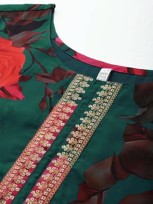 Green printed georgette long kurtis 3