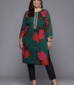 Green printed georgette long kurtis