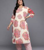 Off white printed georgette long kurtis