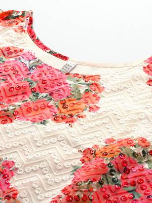 Off white printed georgette long kurtis 2