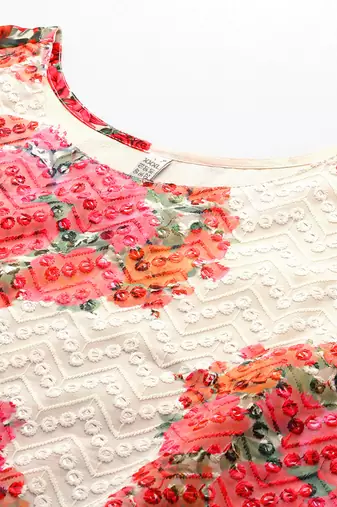 Off white printed georgette long kurtis