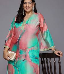 Multicolor printed chanderi silk long kurtis