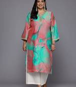 Multicolor printed chanderi silk long kurtis