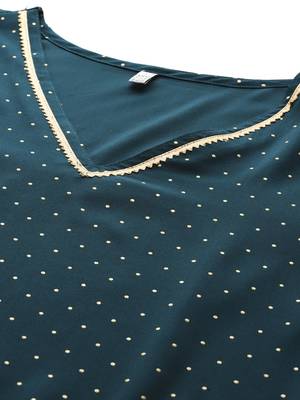 Green printed poly crepe kurta sets 2