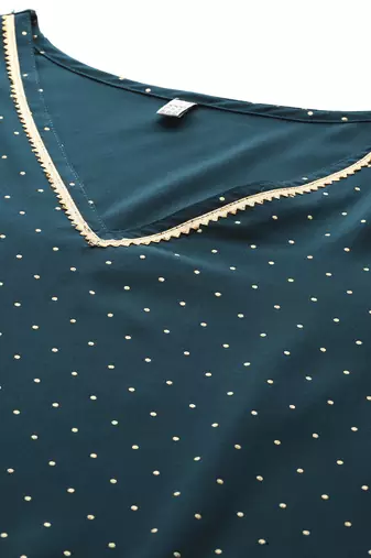 Green printed poly crepe kurta sets
