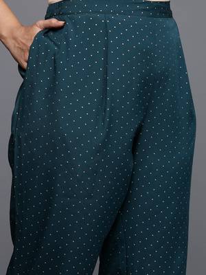 Green printed poly crepe kurta sets 3
