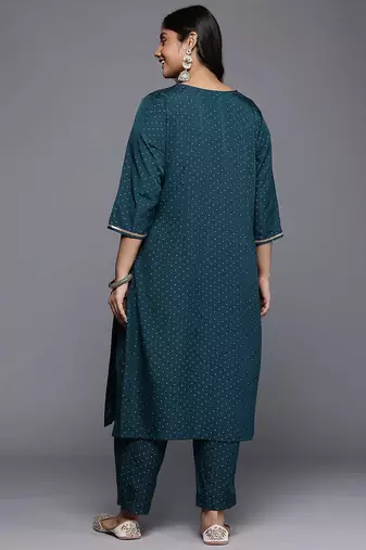 Green printed poly crepe kurta sets