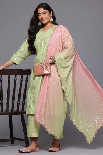 Green printed pure cotton kurta sets