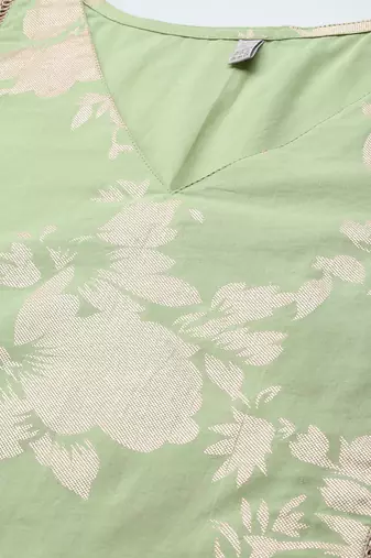Green printed pure cotton kurta sets