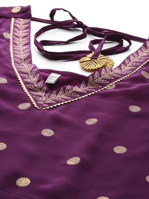 Purple printed poly georgette kurta sets 3
