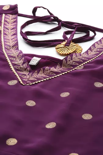 Purple printed poly georgette kurta sets