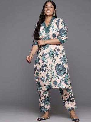 Tan printed poly crepe kurta sets 1