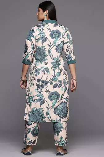 Tan printed poly crepe kurta sets