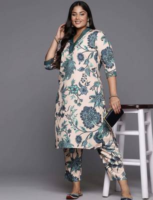 Tan printed poly crepe kurta sets 5
