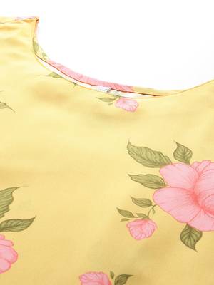 Yellow printed poly crepe kurta sets 2