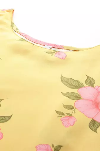 Yellow printed poly crepe kurta sets
