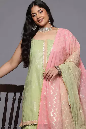 Green printed pure cotton kurta sets