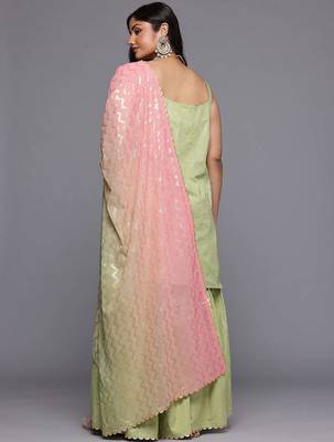 Green printed pure cotton kurta sets 5