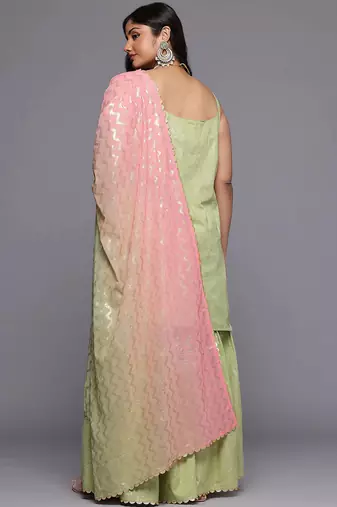Green printed pure cotton kurta sets