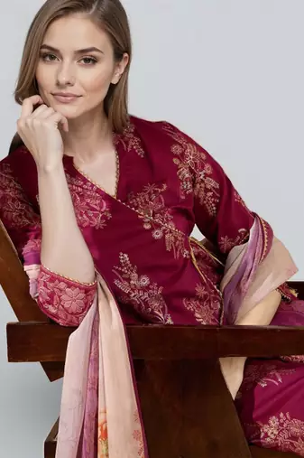 Purple printed silk blend kurta sets