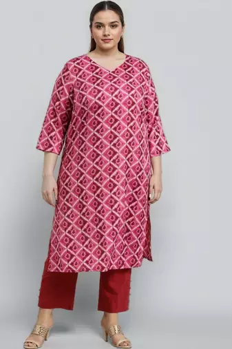 Multicolor printed silk long kurtis