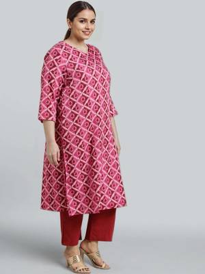 Multicolor printed silk long kurtis 3