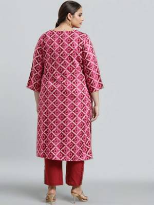 Multicolor printed silk long kurtis 4