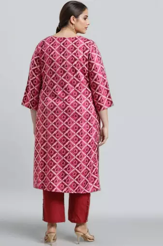 Multicolor printed silk long kurtis