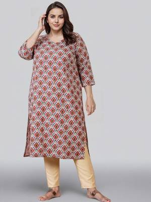 Pink printed silk long kurtis 1