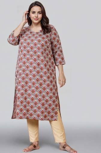 Pink printed silk long kurtis