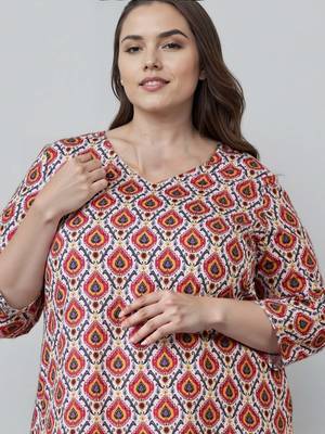 Pink printed silk long kurtis 2