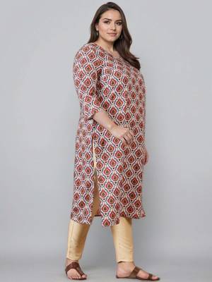 Pink printed silk long kurtis 3