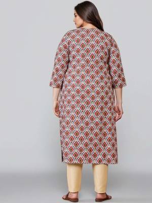 Pink printed silk long kurtis 4
