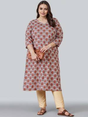 Pink printed silk long kurtis 5