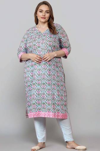 Blue printed silk blend kurta sets
