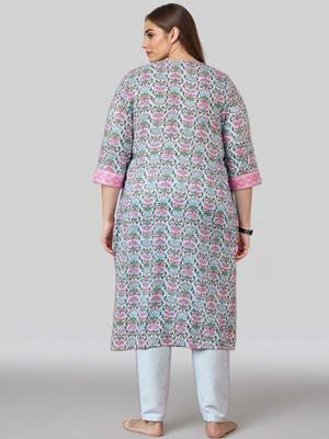 Blue printed silk blend kurta sets 4