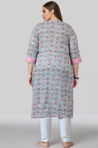 Blue printed silk blend kurta sets