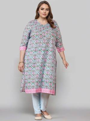 Blue printed silk blend kurta sets 5