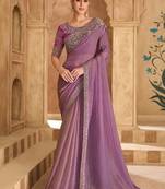 Onion pink tissue crashed georgette saree & banglori work blouse