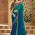 Shaded peacock green & blue shaded chiffon saree & banglori work blouse