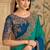 Shaded peacock green & blue shaded chiffon saree & banglori work blouse