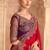 Cherry red sartin georgette saree & banglori work blouse