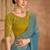 Sky blue tissue georgette saree & banglori work blouse