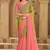 Shaded olive & peach tissue crashed georgette saree & banglori work blouse
