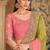 Shaded olive & peach tissue crashed georgette saree & banglori work blouse
