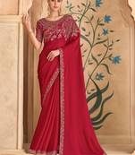 Sparkle red georgette saree & banglori work blouse
