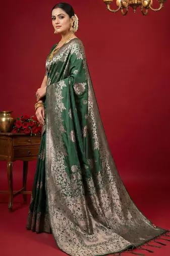 green soft silk blend saree  elegant & comfortable